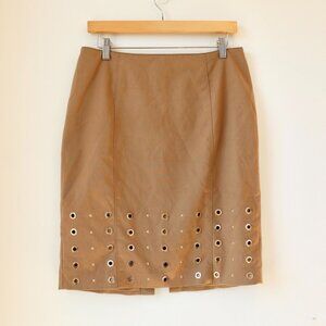 White House Black Market women's gold-brown grommet pencil skirt